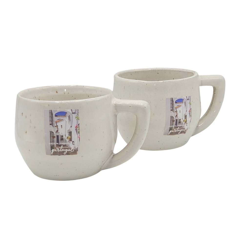 Artisan Rustic Coffee Mug Set of 2 Cream  Handmade in Portugal by Sublime